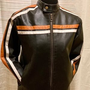 black leather jacket (blj) with stripes